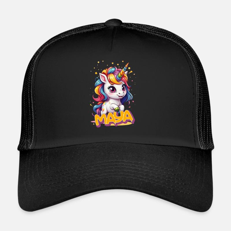 MAYA - Schöner Mädchen Name mit süßem Einhorn Trucker Cap