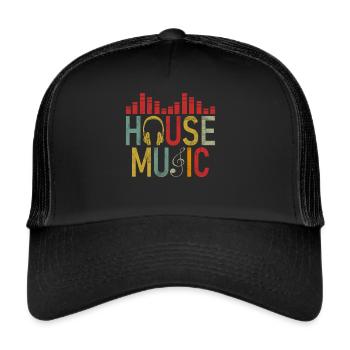 House Music, EDM, Rave, DJ, Electro, Deep House, Amoureux - Casquette trucker  - noir/noir - Devant