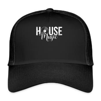 House Music, EDM, Rave, DJ, Electro, Deep House, Amoureux - Casquette trucker  - noir/noir - Devant