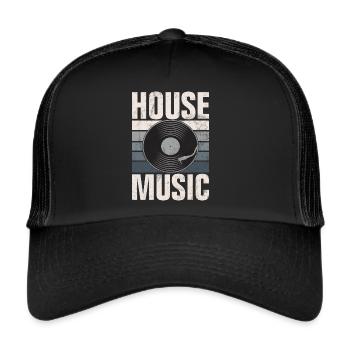 House Music, EDM, Rave, DJ, Electro, Deep House, Amoureux - Casquette trucker  - noir/noir - Devant