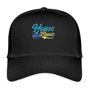 House Music, EDM, Rave, DJ, Electro, Deep House, Amoureux - Casquette trucker  - noir/noir - Devant