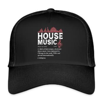 House Music, EDM, Rave, DJ, Electro, Deep House, Amoureux - Casquette trucker  - noir/noir - Devant