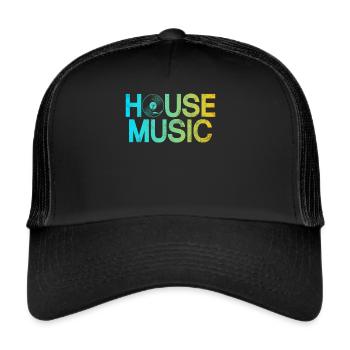 House Music EDM Rave DJ Electro Deep House Lover - Casquette trucker  - noir/noir - Devant