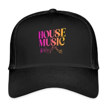 House Music, EDM, Rave, DJ, Electro, Deep House, Amoureux - Casquette trucker  - noir/noir - Devant