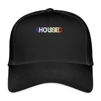 House Music, EDM, Rave, DJ, Electro, Deep House, Amoureux - Casquette trucker  - noir/noir - Devant