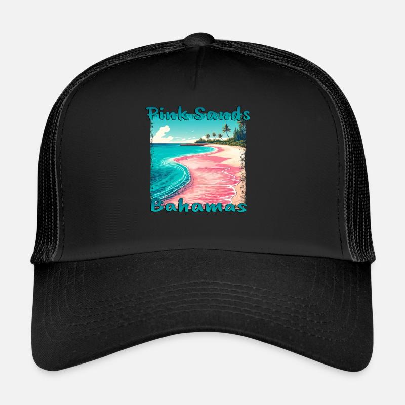 Pink Sands Bahamas Beach Grunge Style Trucker Cap