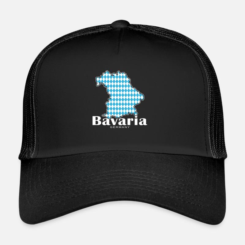 Bavaria Germany Contour Flag - Trucker Cap - black/black