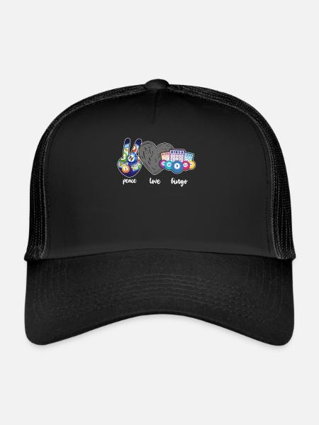 Joueur de bingo Peace Love Bingo - Casquette trucker  - noir/noir - Devant