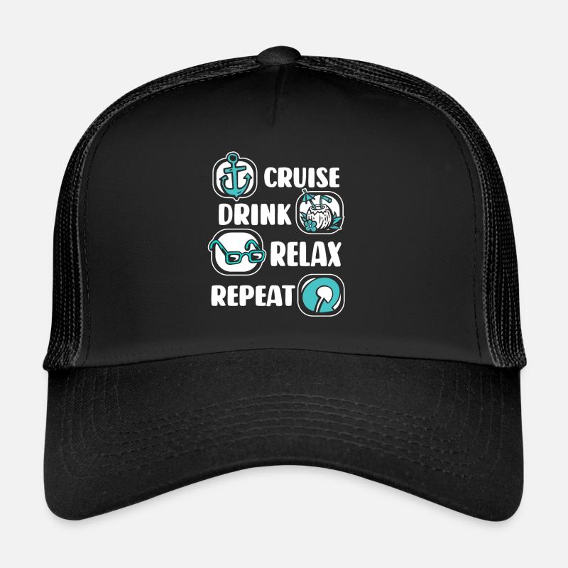 Croisière Boire Se détendre Répéter Croisière Croisière Casquette trucker 