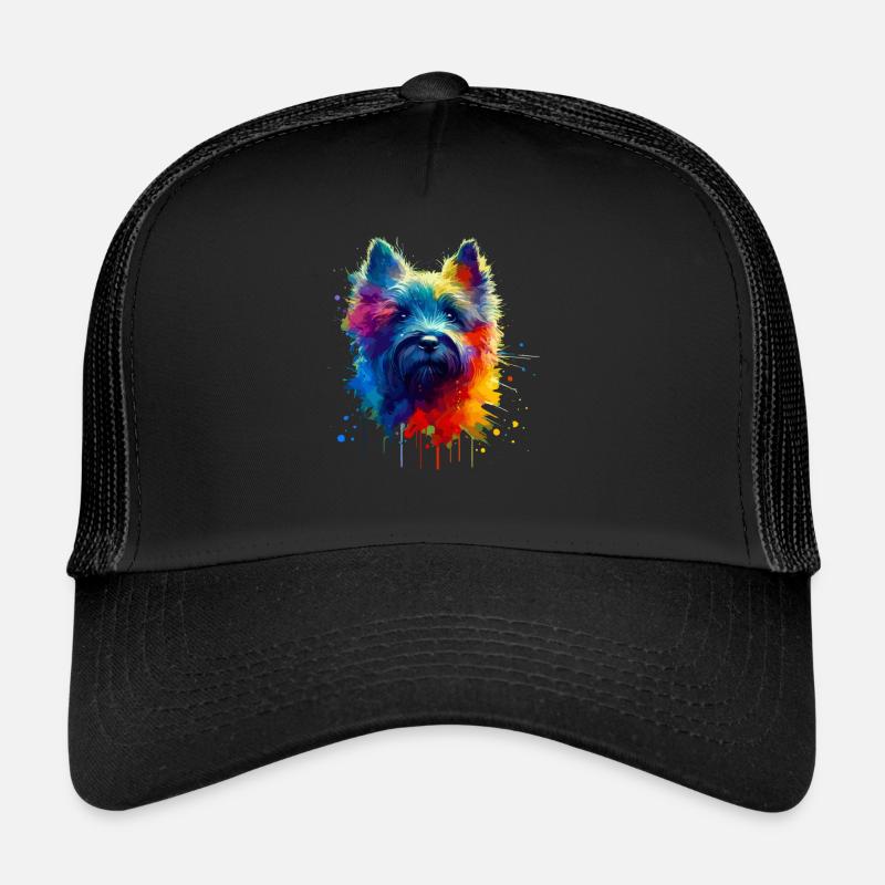 Terriers Terriers Cairn Terrier Splash Art colorés Casquette trucker 