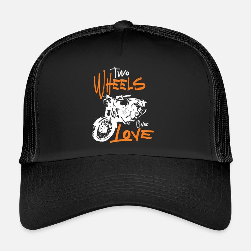 Two Wheels One Love Motorcycle Biker Motorcyclist Trucker Cap