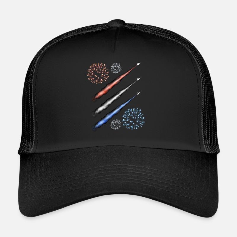 Contrail and Fireworks - Red White and Blue Trucker Cap