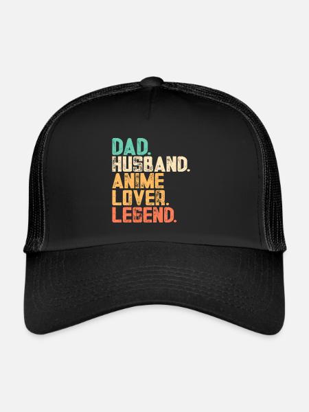 Papa Anime Comme Un Papa Ordinaire Otaku Manga Japonais - Casquette trucker  - noir/noir - Devant