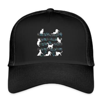 Cats playing with music note cat - Trucker Cap - black/black - Front