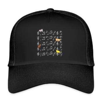 Cats playing with music note cat - Trucker Cap - black/black - Front