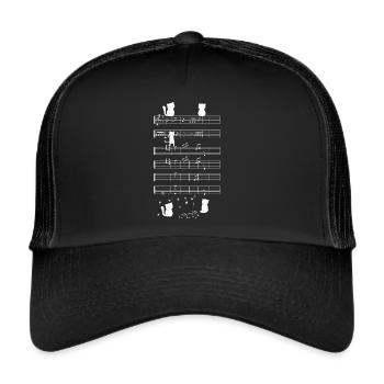 Cats playing with music note cat - Trucker Cap - black/black - Front