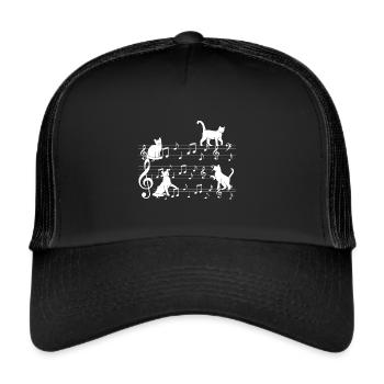 Cats playing with music note cat - Trucker Cap - black/black - Front