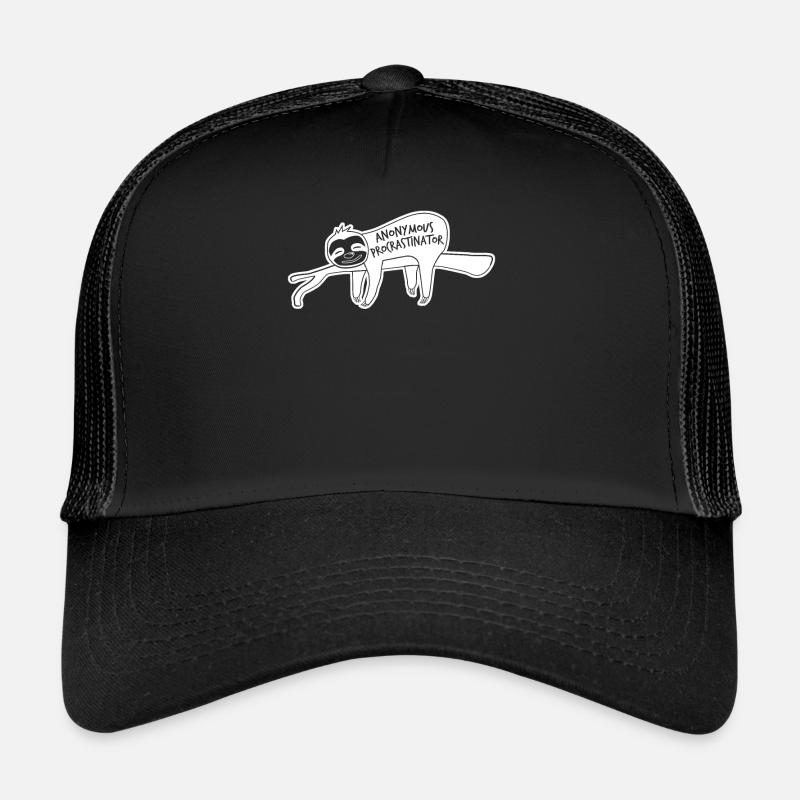 Paresseux Procrastiner Procrastinateurs - Casquette trucker  - noir/noir