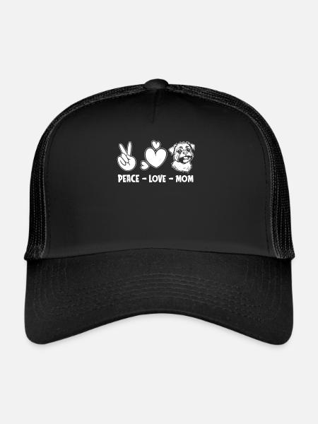Griffon de Bruxelles Peace Love Dog Maman - Casquette trucker  - noir/noir - Devant
