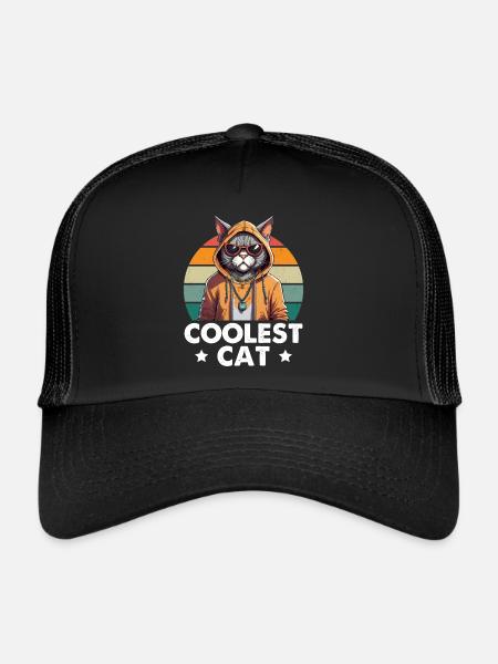 Le chat le plus cool - Casquette trucker  - noir/noir - Devant