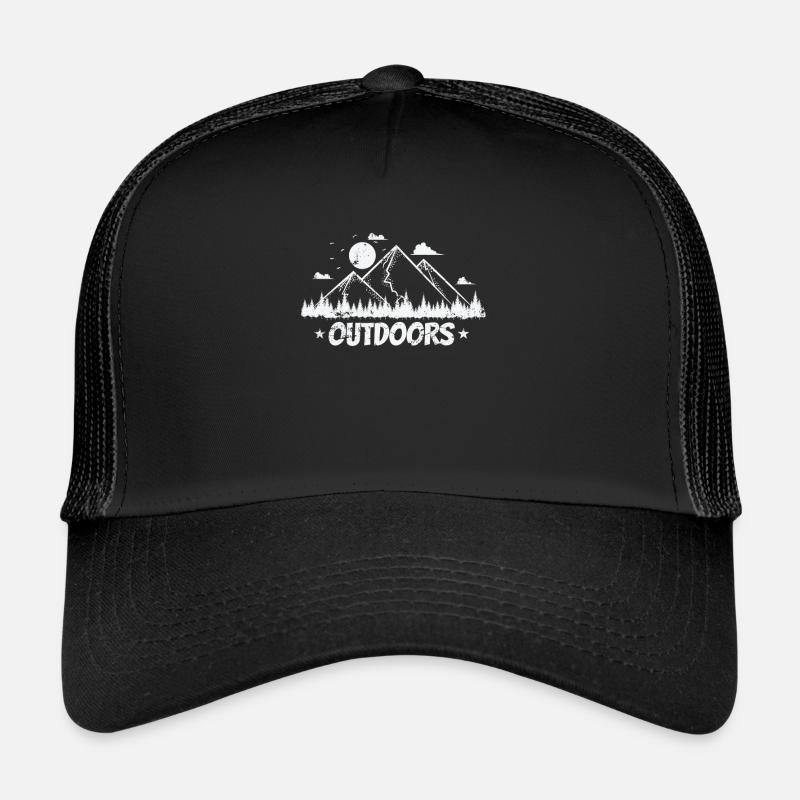 Mountains with Moon Outdoors Hiking Hobby Trucker Cap