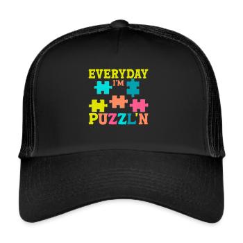 Puzzle Pièce Puzzle Amateur de Puzzle - Casquette trucker  - noir/noir - Devant