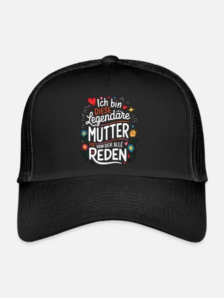 Le cœur et l’amour d’une mère légendaire - Casquette trucker  - noir/noir - Devant