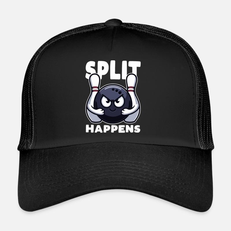 Split Happens Bowling Lustige Bowlingkugel zwei Pins Trucker Cap