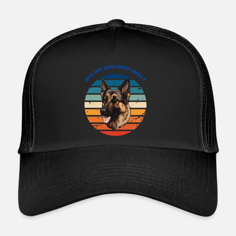 Der mit dem schäferhund chillt Trucker Cap