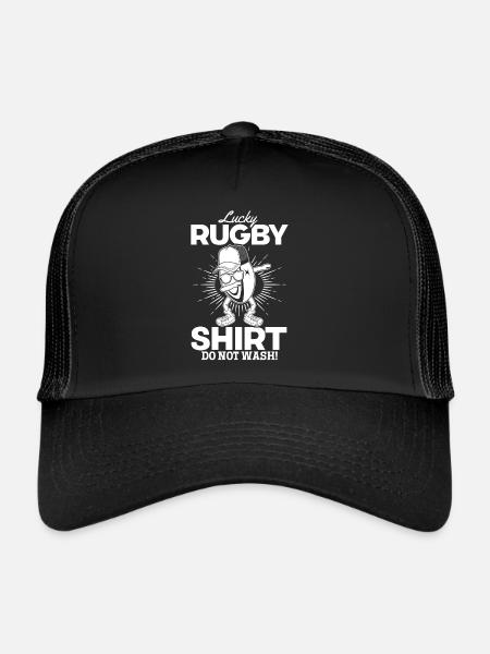 Lucky Rugby Shirt Do not wash - Funny Rugby Saying - Trucker Cap - black/black - Front