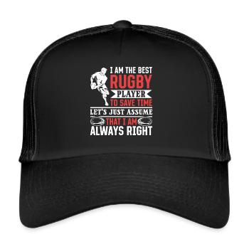 I am the best Rugby player - Funny Rugby - Trucker Cap - black/black - Front