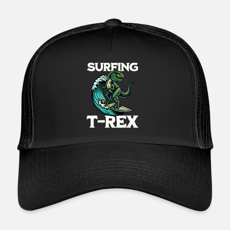 Surfing T-Rex - Trucker Cap - Schwarz/Schwarz