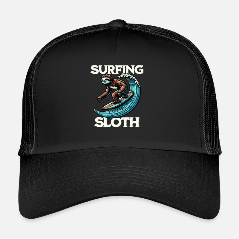 Surfing Sloth - Trucker Cap - Schwarz/Schwarz