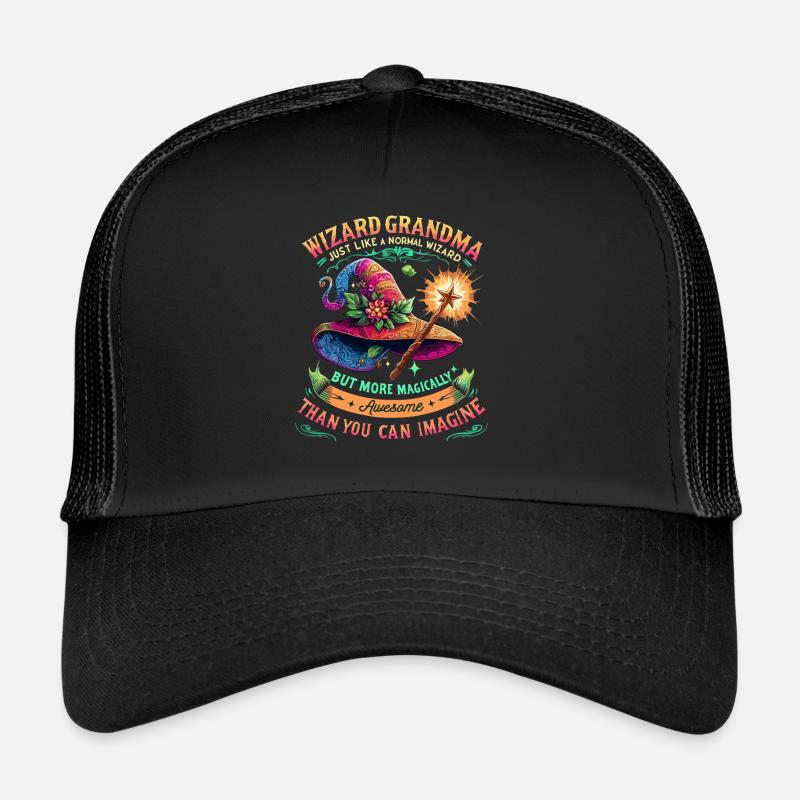 Sorcier Grand-mère Petit-enfant Grand-mère Casquette trucker 