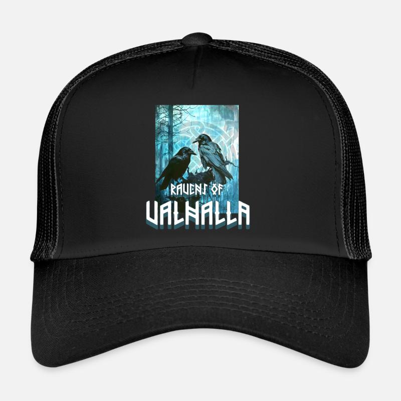 Walhalla Wikinger Symbol mit 2 Raben Trucker Cap