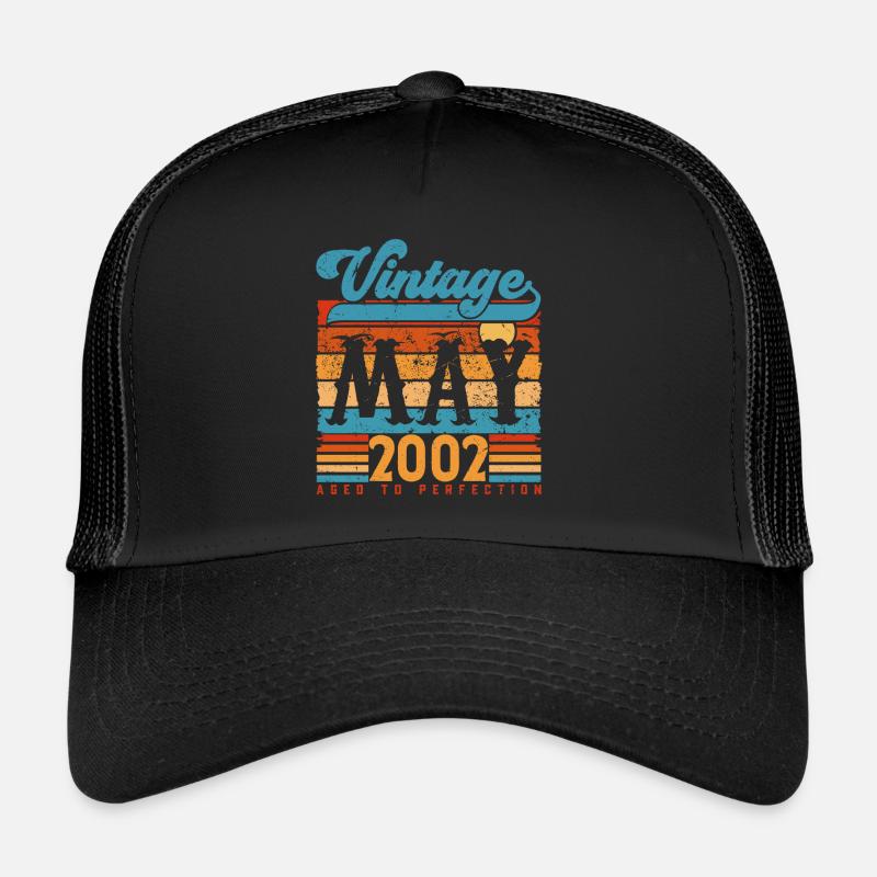 Mai 2002, Vintage-Geburtstagsgeschenk Mai 2002. - Trucker Cap - Schwarz/Schwarz