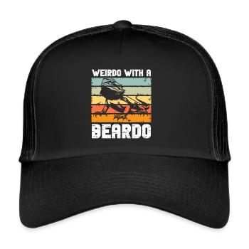 Bärde Drachenliebhaber Pogona Reptile Eidechse - Trucker Cap - Schwarz/Schwarz - Vorne