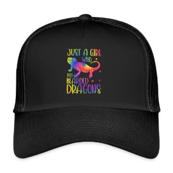 Bärde Drachenliebhaber Pogona Reptile Eidechse - Trucker Cap - Schwarz/Schwarz - Vorne