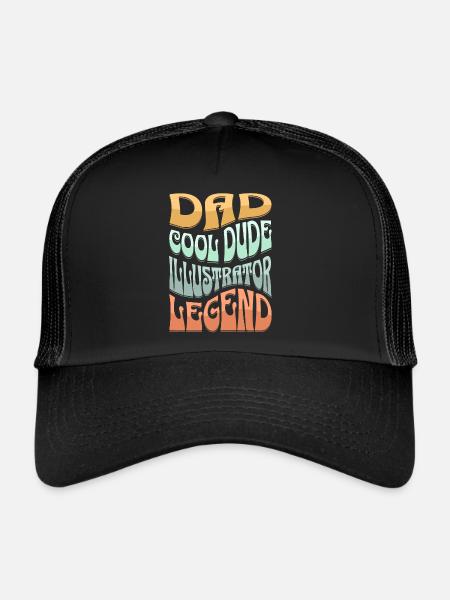 Papa Illustrateur - Casquette trucker  - noir/noir - Devant