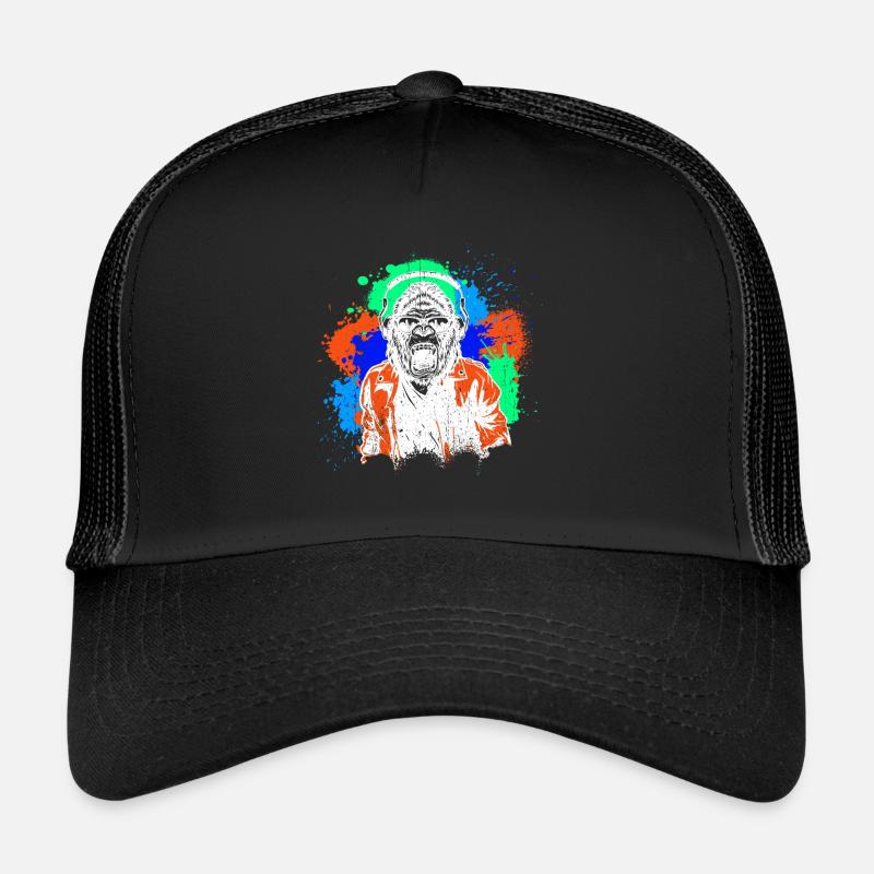 DJ Monkey Music Party Fun Sunglasses Monkey Headph Trucker Cap