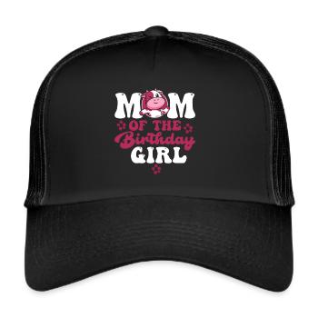 Mutter Cowboy Geburtstag Family Matching Party - Trucker Cap - Schwarz/Schwarz - Vorne