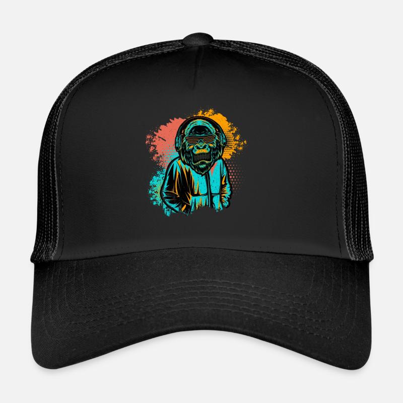 DJ Monkey Music Party Fun Lunettes De Soleil Monkey Headph Casquette trucker 