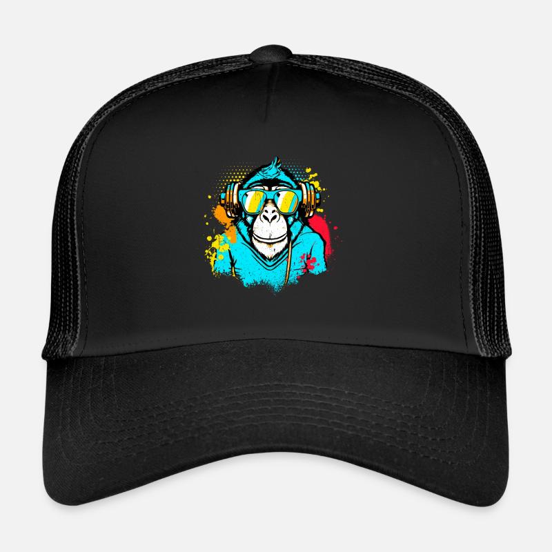 DJ Monkey Music Party Fun Sunglasses Fun Dancing C Trucker Cap