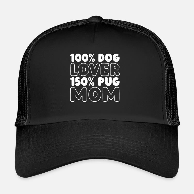 Mops Hund - Trucker Cap - Schwarz/Schwarz