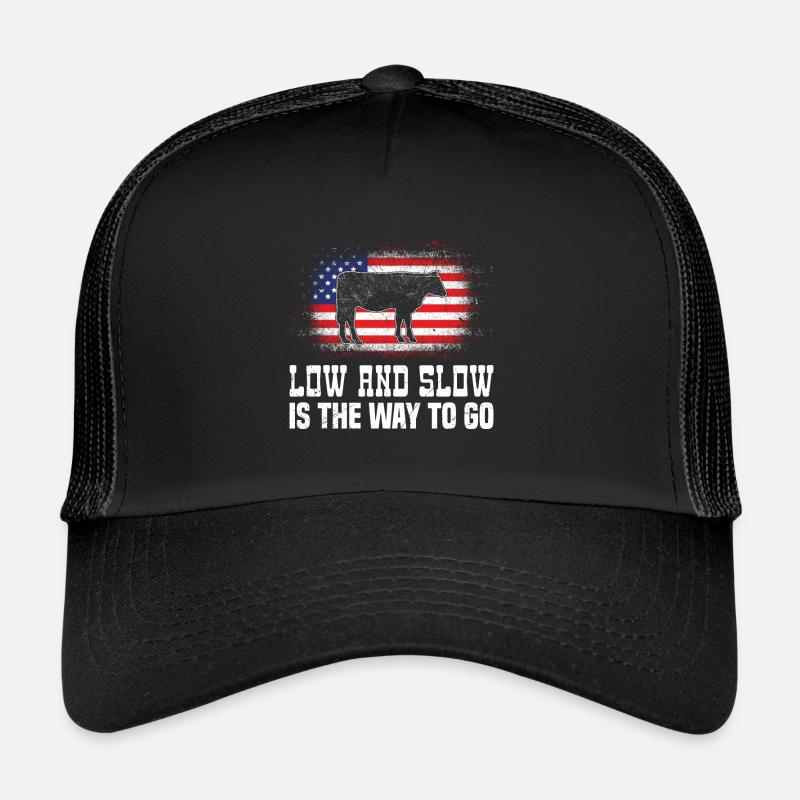 Fun BBQ LOW AND SLOW THE WAY TO GO Barbecue Trucker Cap
