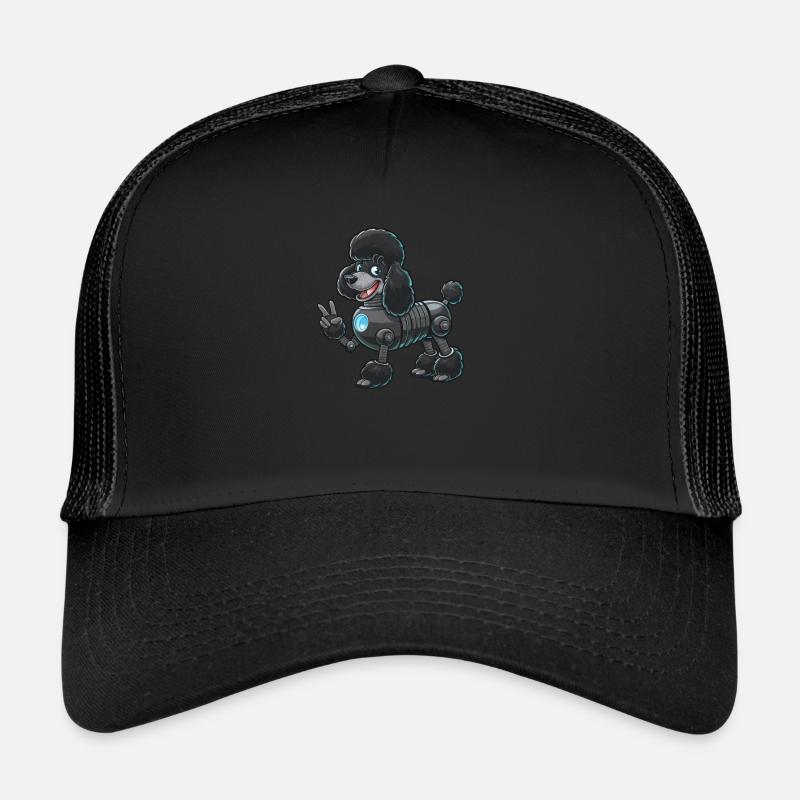 Caniche cyborg avec conception de robot de signe de paix Casquette trucker 