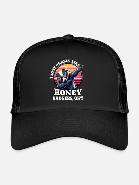 Ich Liebe Honigdachs Spruch - Trucker Cap - Schwarz/Schwarz