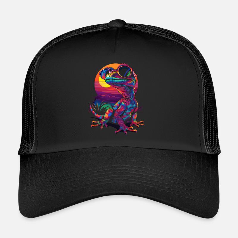 Lunettes de soleil Gecko Lizard à crête Sunset Casquette trucker 