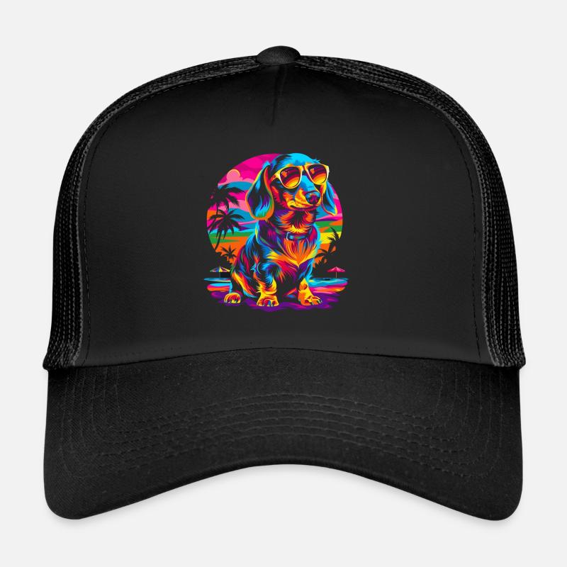 Lunettes de soleil pour chien teckel plage coucher de soleil butt Casquette trucker 