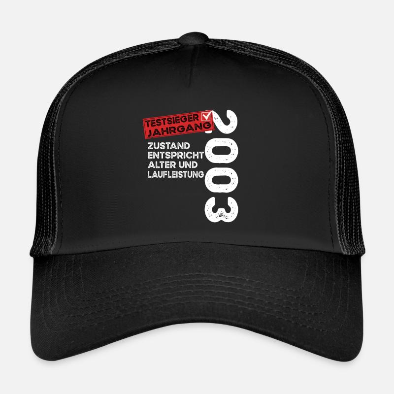 Vainqueur du test d’anniversaire de 21 ans Vintage 2003 Casquette trucker 